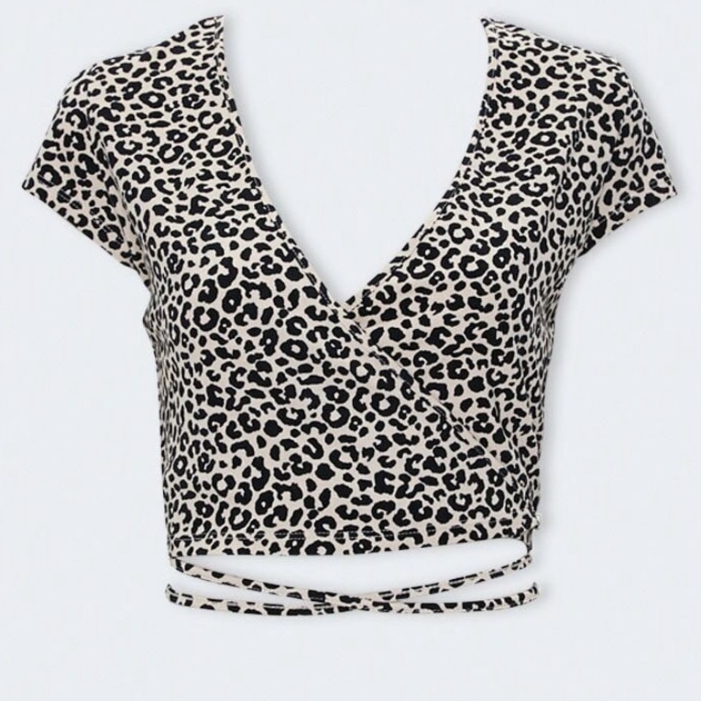 F21 Leopard Print Wrap Crop Top